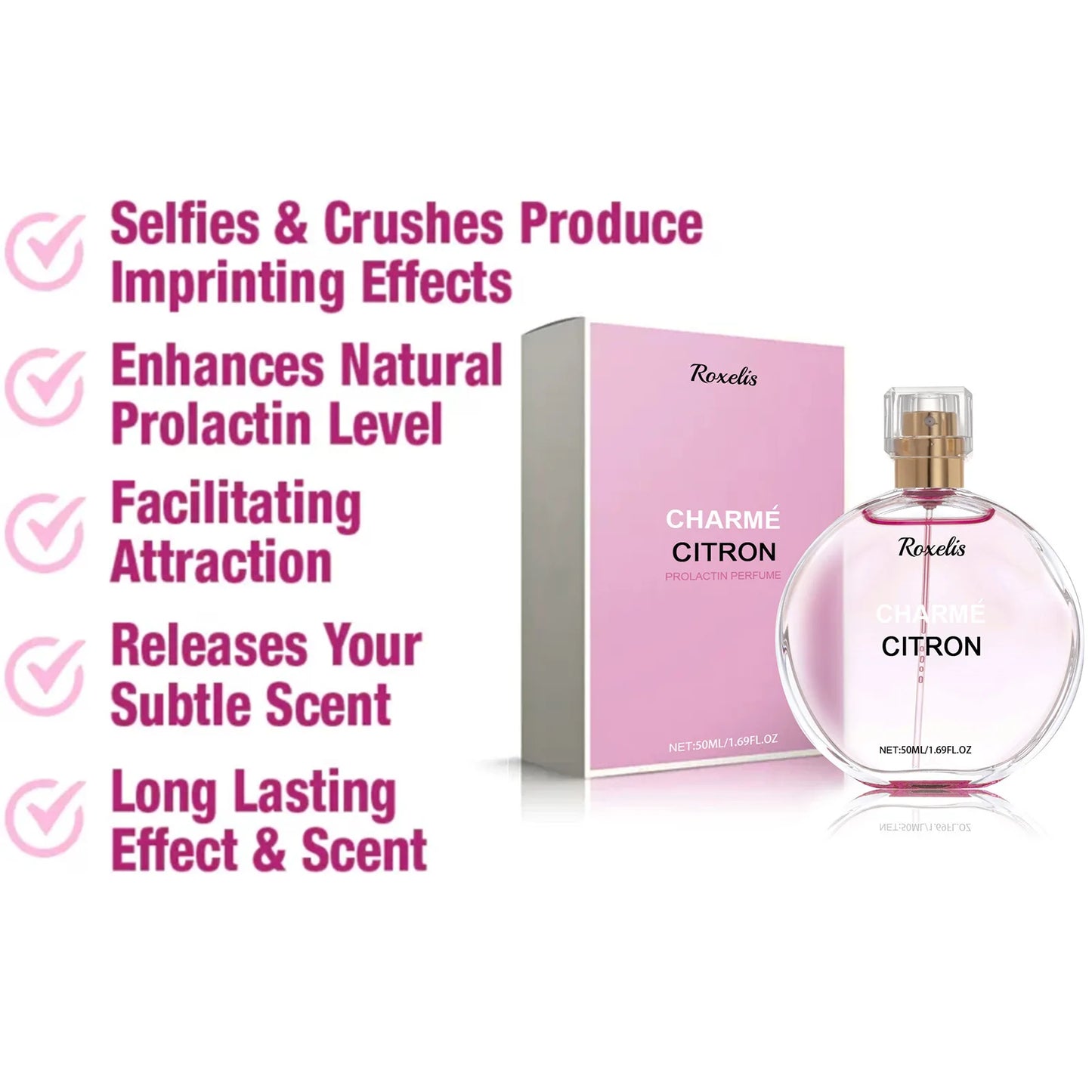 Roxelis 50ml Floral Scent Pheromone Perfume Spray Long Lasting Show Charm Attract Fresh Scent Elegant Lady Dating Perfume Gifts