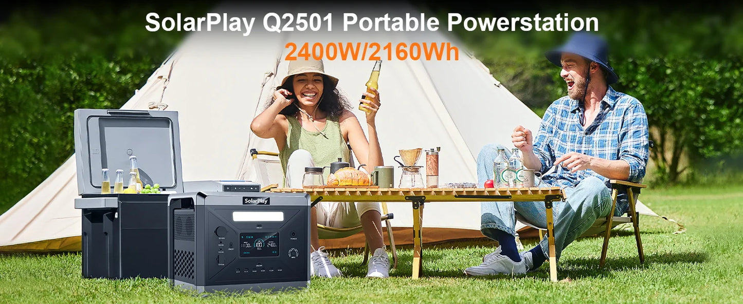 SOLARPLAY Q2501 Portable Power Station 2160WH LiFePO4 Battery with 2400W (4800W Peak)