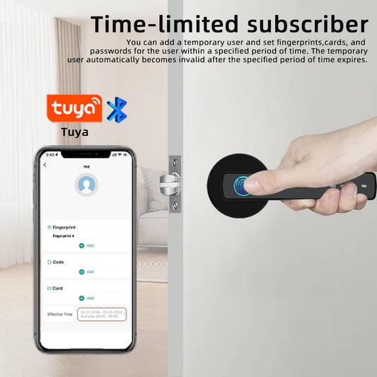 RAYKUBE US Free Delivery Tuya BLE Smart Fingerprint Door Lock Electronic Lock