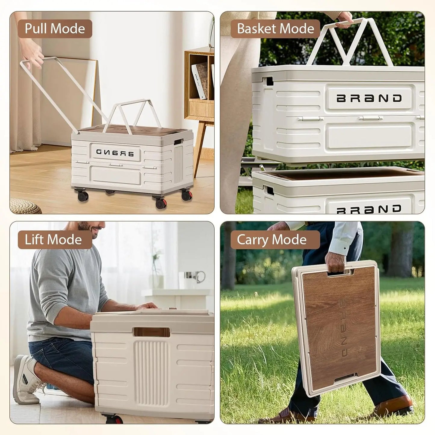 360° Rotating Foldable Storage Cart – Heavy-Duty Mobile Organizer with 4 Silent Wheels, Multi-Functional