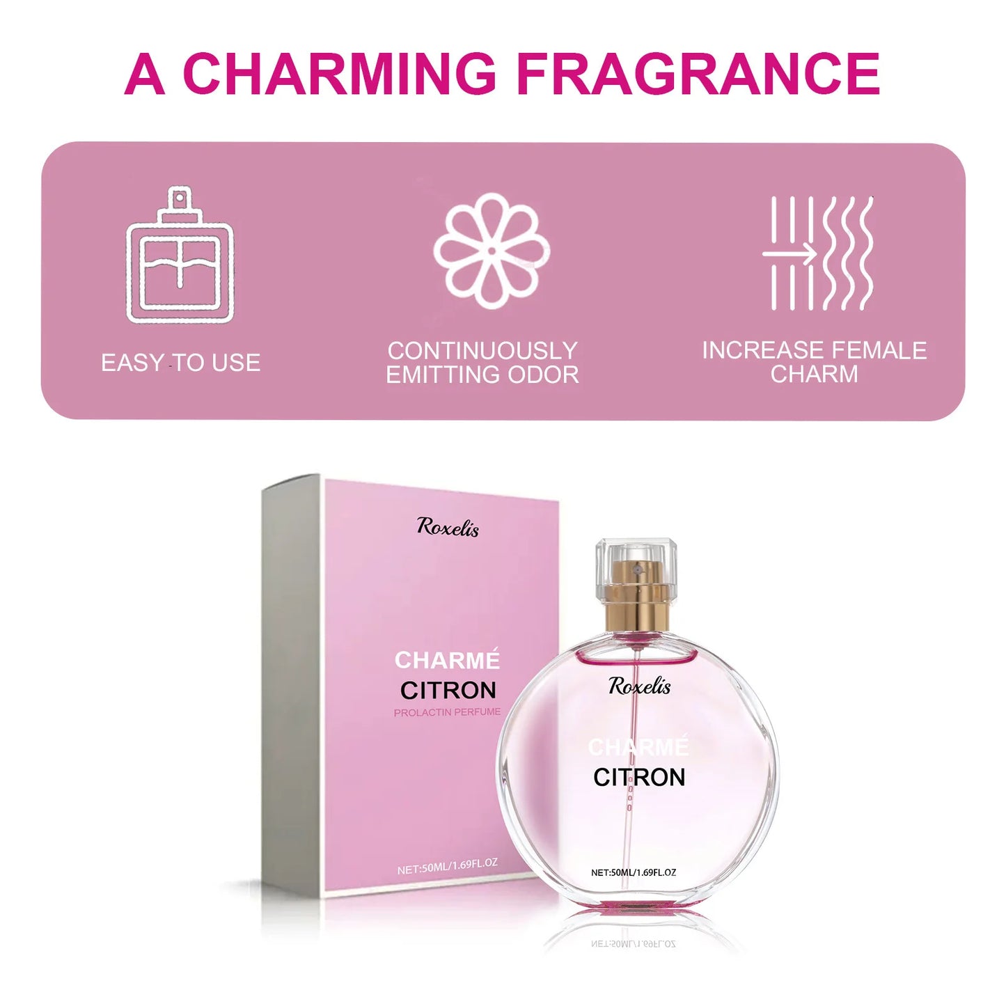 Roxelis 50ml Floral Scent Pheromone Perfume Spray Long Lasting Show Charm Attract Fresh Scent Elegant Lady Dating Perfume Gifts