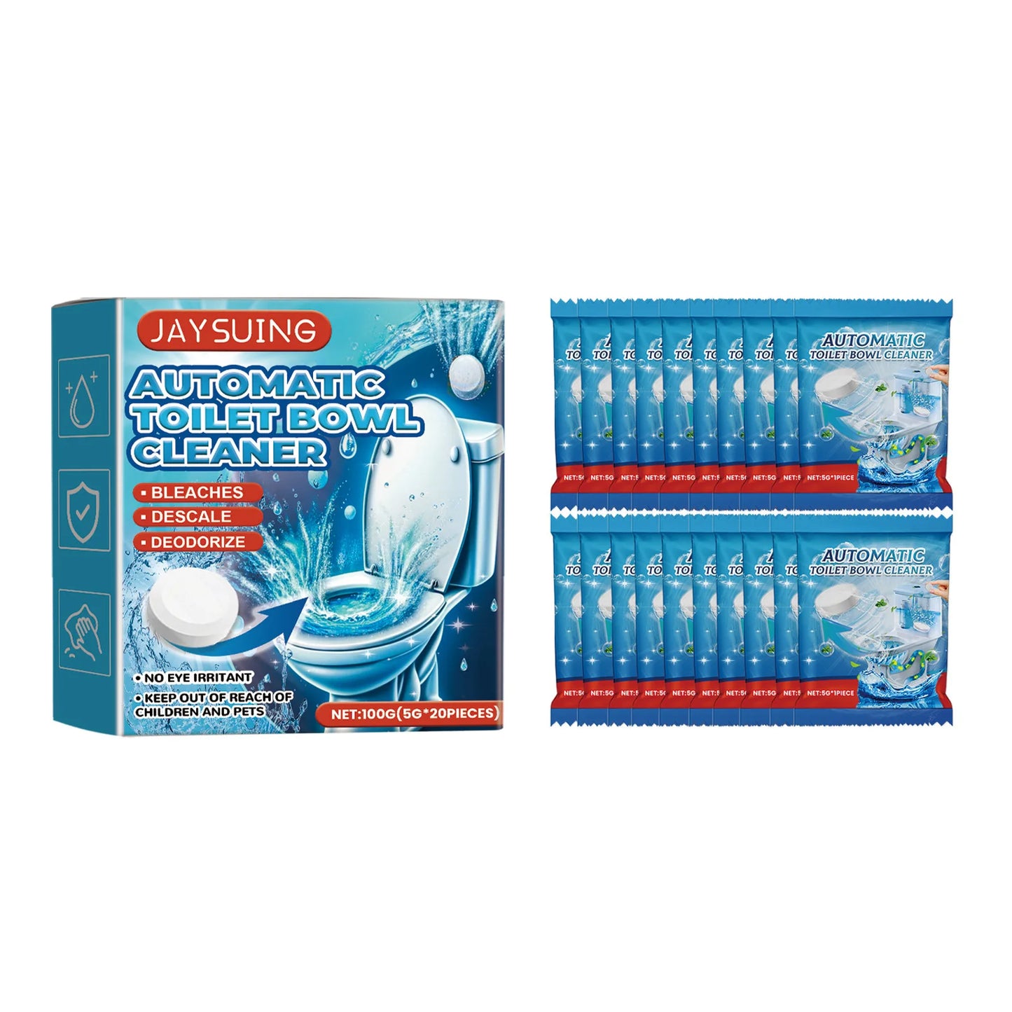 Jaysuing 20pcs Toilet Bowl Cleaner Descaling Deodorizing Urine Odor Stain Remover Tank Decontamination Bathroom Cleaning Tablets
