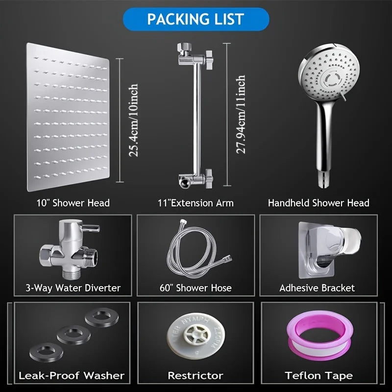 Bathroom chrome plated concealed stainless steel pressurized shower