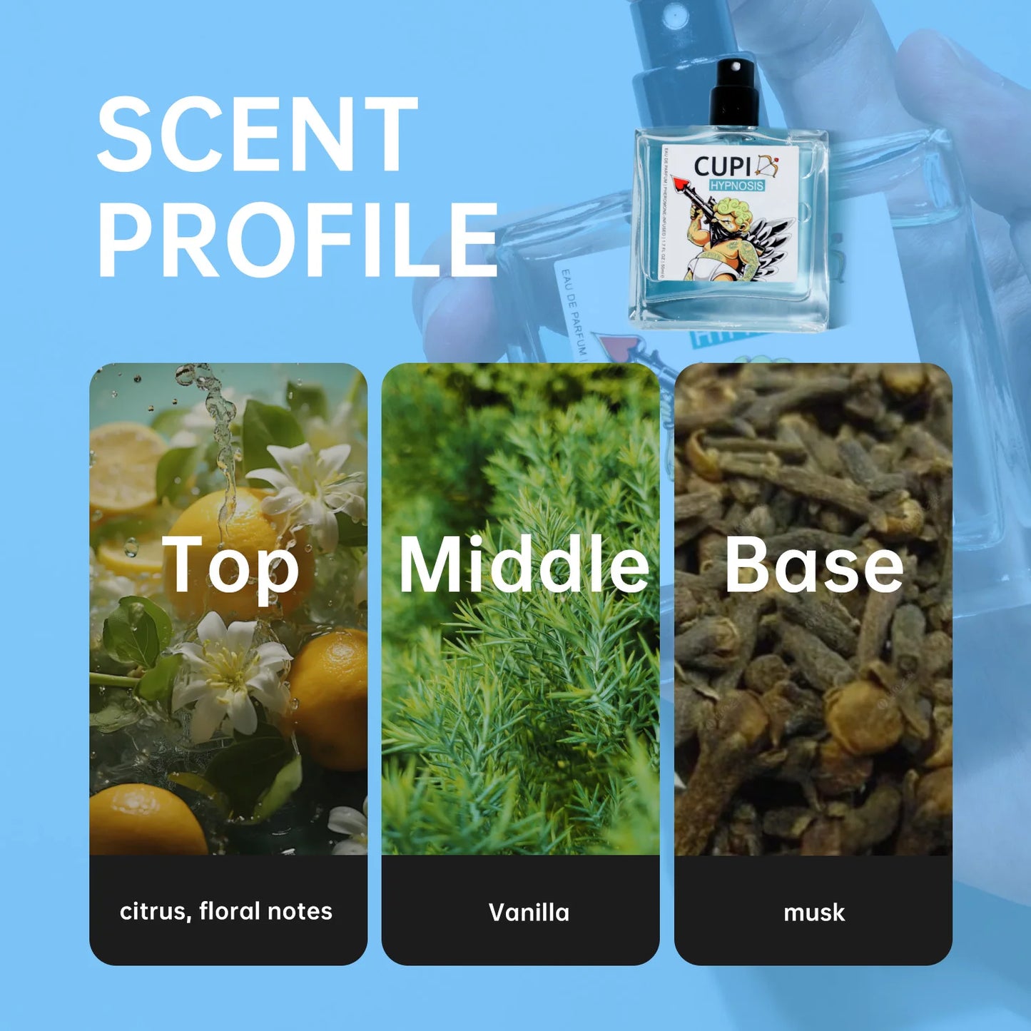 50ML Cupid Hypnosis Perfume Long Lasting Pheromone light Fragrance Perfume Cologne for Men and Women