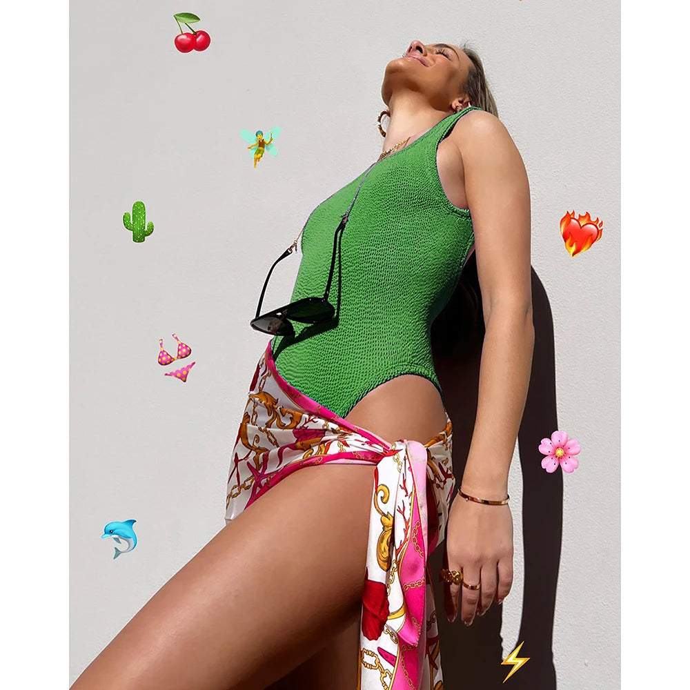 2022 Sexy Women One Piece Swimsuit Swimwear Female Solid Push Up Thong Bather Bathing Suit