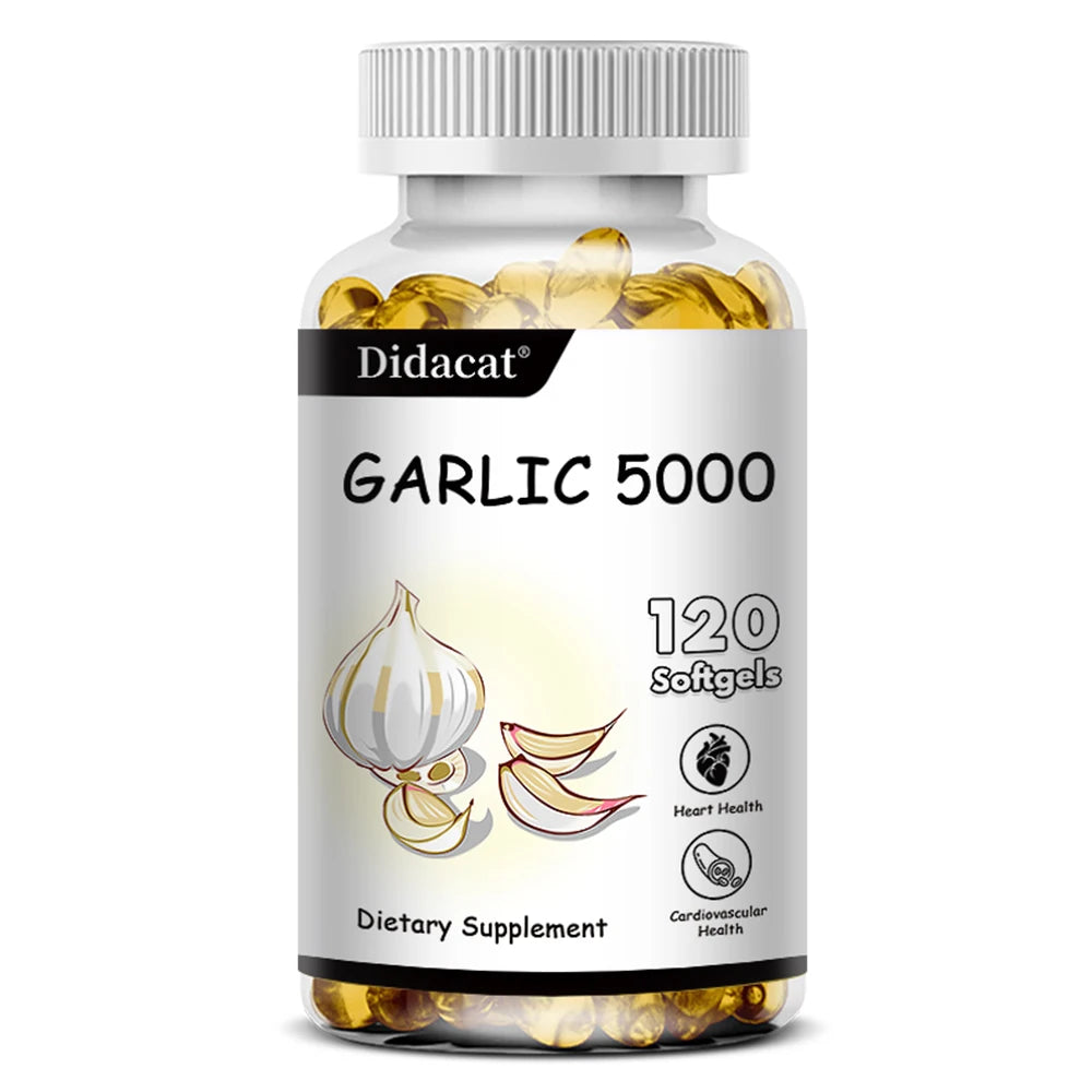 Garlic Extract 5000 Mg Antioxidant Supplement Supports Immune System Balances Cholesterol Promotes Heart Health 120 Capsules