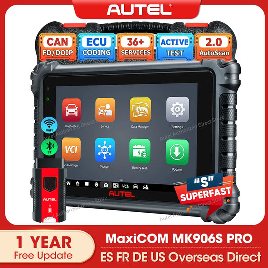 Autel MaxiCOM MK906S PRO OBD2 Diagnostic Scanner Advanced ECU Coding Diagnostic Tool Bi-directional Scanner Support CAN FD/ DoIP