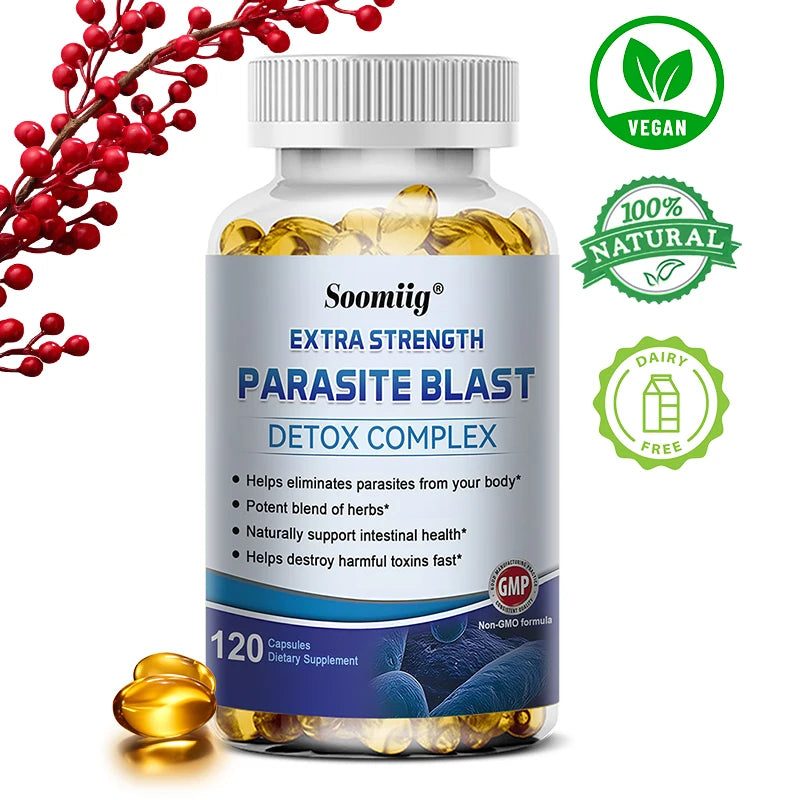 Parasite Detox Gut Health Supplement Supports Digestion and Detoxification Reduces Bloating Boosts Immunity 120 Capsules