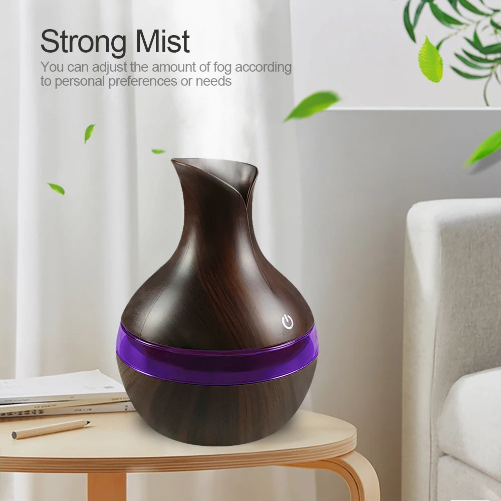 Air Humidifier with 7-Colors Mood LED Aromatherapy Diffuser 300ml Cool Mist Maker with USB Rechargeable