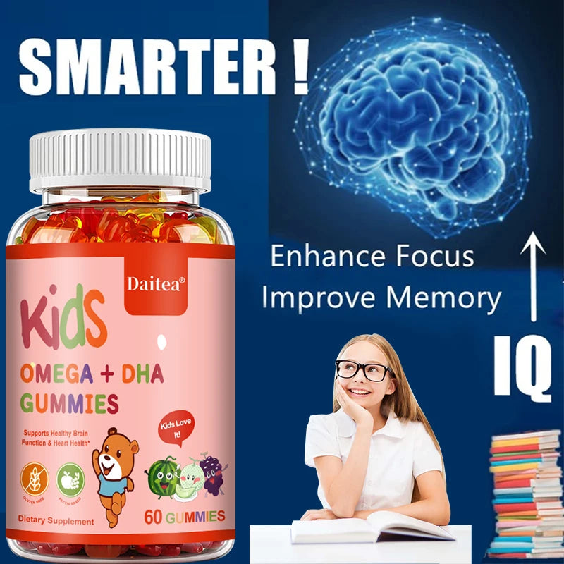 Children's OMEGA+DHA Gummies - Supports The Brain, Joints, Heart, Eyes and Immune System - Contains Omega 3 6 9 + Vitamin C