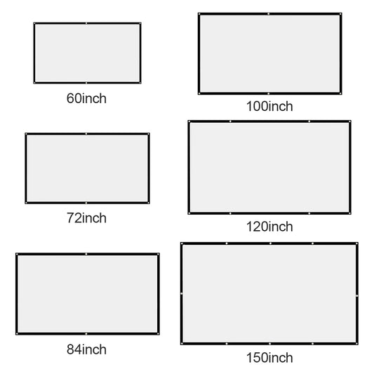 16:9 Simple Projector Curtain Anti-Light  60/72/84/100/120/150 inch Portable HD Display Screen for Home Cinema Outdoor Office