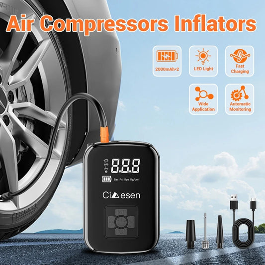 1pc Car Wireless Air Pump 150PSI Portable Electric Tire Inflation For Car Bicycle Motorcycle