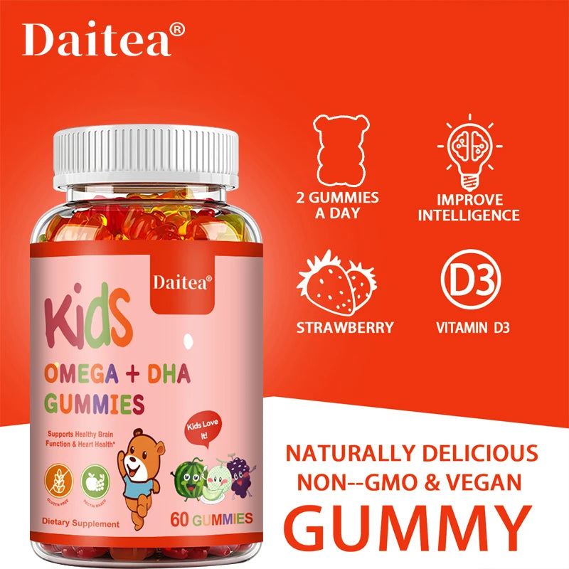 Children's OMEGA+DHA Gummies - Supports The Brain, Joints, Heart, Eyes and Immune System - Contains Omega 3 6 9 + Vitamin C