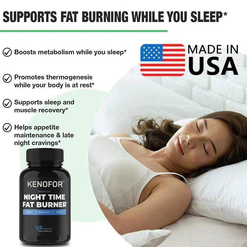 Night Time Fat Burner Supplement To Reduce Belly Fat - Helps Metabolic Cleansing, Sleep Aid Appetite Suppressant