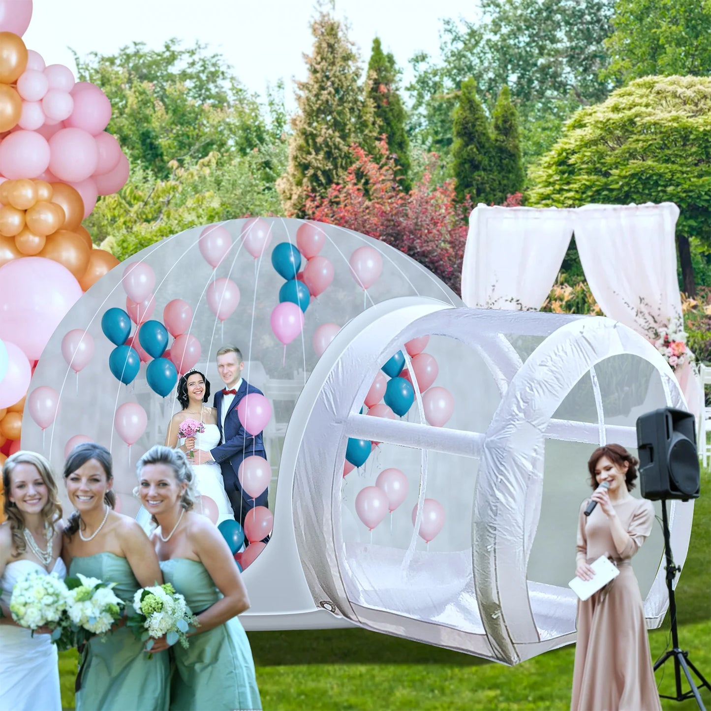 Inflatable 3M 10FT PVC Bubble House Inflatable Chlidren Toys Outdoor Commerical Castle With 750W Air Blower 100 balloons