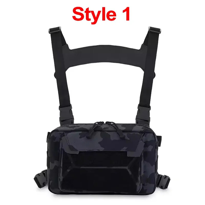 Tactical Chest Vest Bag Backpack Front Rig Pouch  Lure Travel Fanny Pack