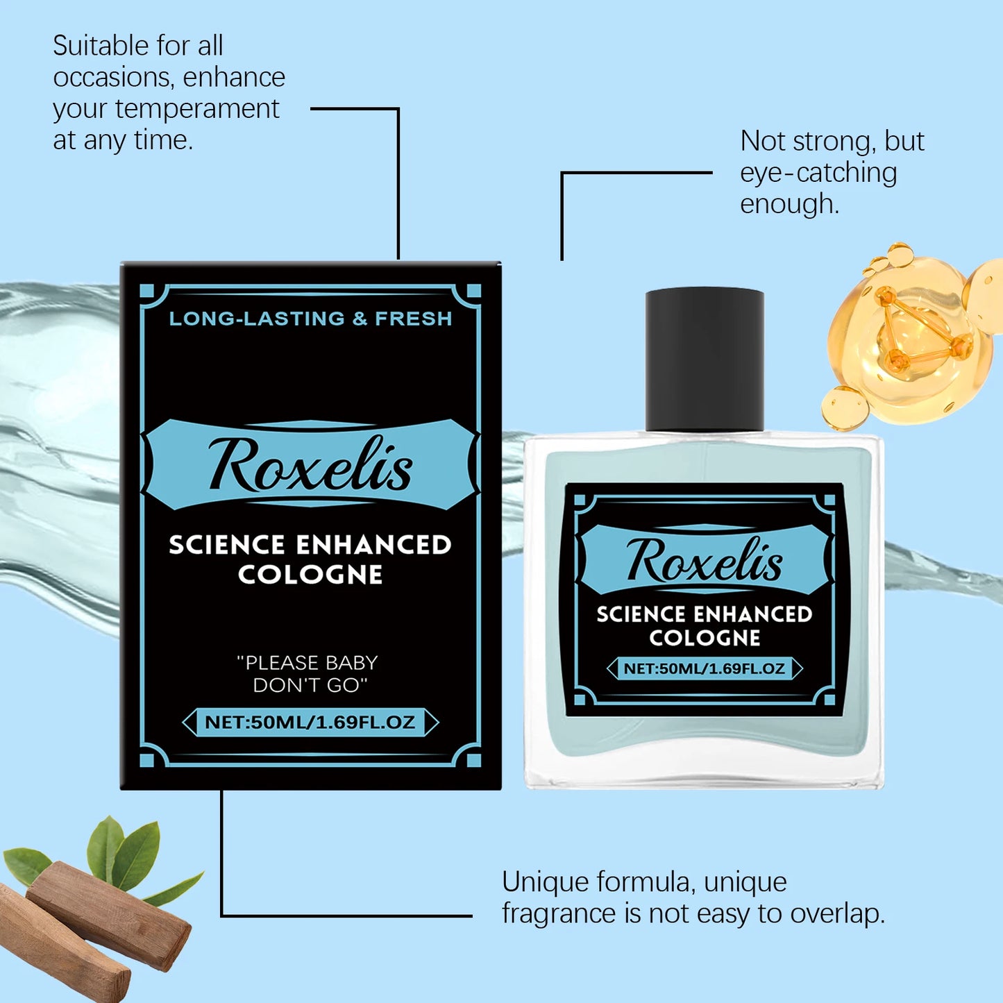 Roxelis 50ml Pheromone Cologne Perfume Mist Men Long Lasting Gentleman Charming Scent Refreshing