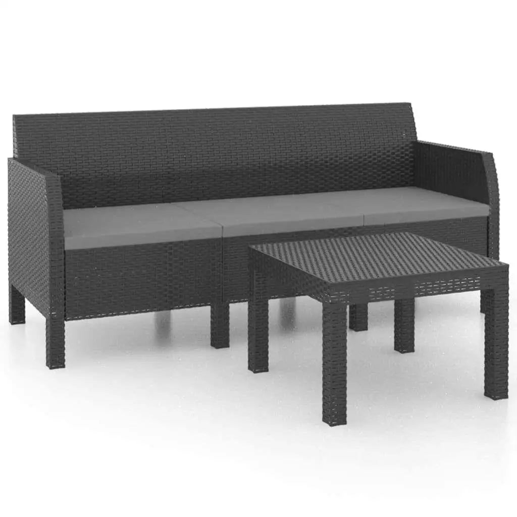 Garden Outdoor Lounge Set with Rattan Look, Durable Polypropylene Furniture in Anthracite Color, Large Size