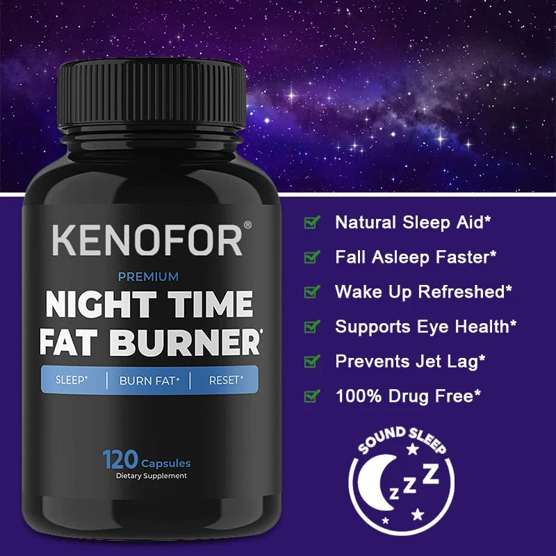 Night Time Fat Burner Supplement To Reduce Belly Fat - Helps Metabolic Cleansing, Sleep Aid Appetite Suppressant