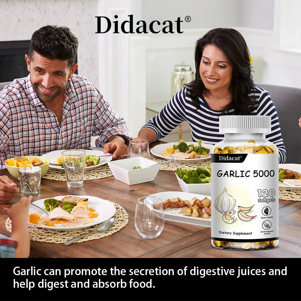 Garlic Extract 5000 Mg Antioxidant Supplement Supports Immune System Balances Cholesterol Promotes Heart Health 120 Capsules