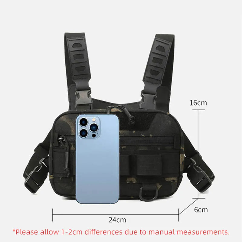 Tactical Chest Vest Bag Backpack Front Rig Pouch  Lure Travel Fanny Pack