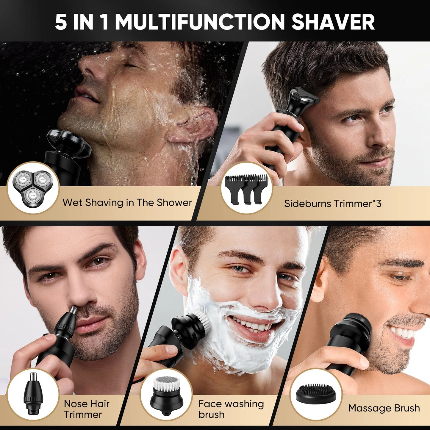 SEJOY 3 In 1 Multifunction Mens Electric Shaver Powerful Beard Nose Hair Trimmer