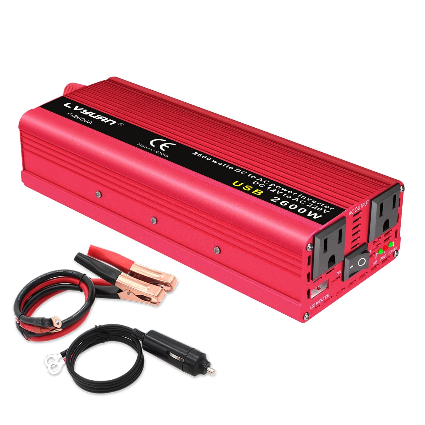 AC110V Power Inverter DC/AC 12V to 120V Car Inversor Socket 60Hz Outdoor Battery Adapter