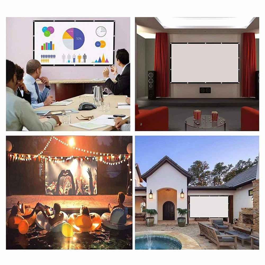 16:9 Simple Projector Curtain Anti-Light  60/72/84/100/120/150 inch Portable HD Display Screen for Home Cinema Outdoor Office