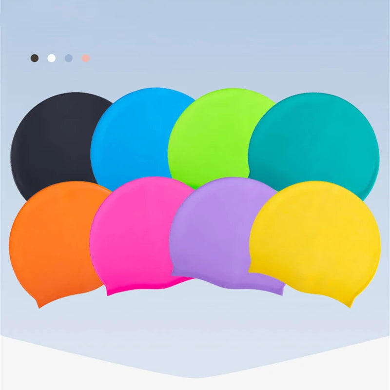 Silicone Waterproof Swim Hat for  Adult Kids Long Hair Pool Caps Diving Equipment Elastic Caps