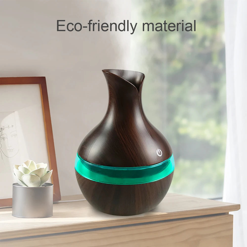 Air Humidifier with 7-Colors Mood LED Aromatherapy Diffuser 300ml Cool Mist Maker with USB Rechargeable