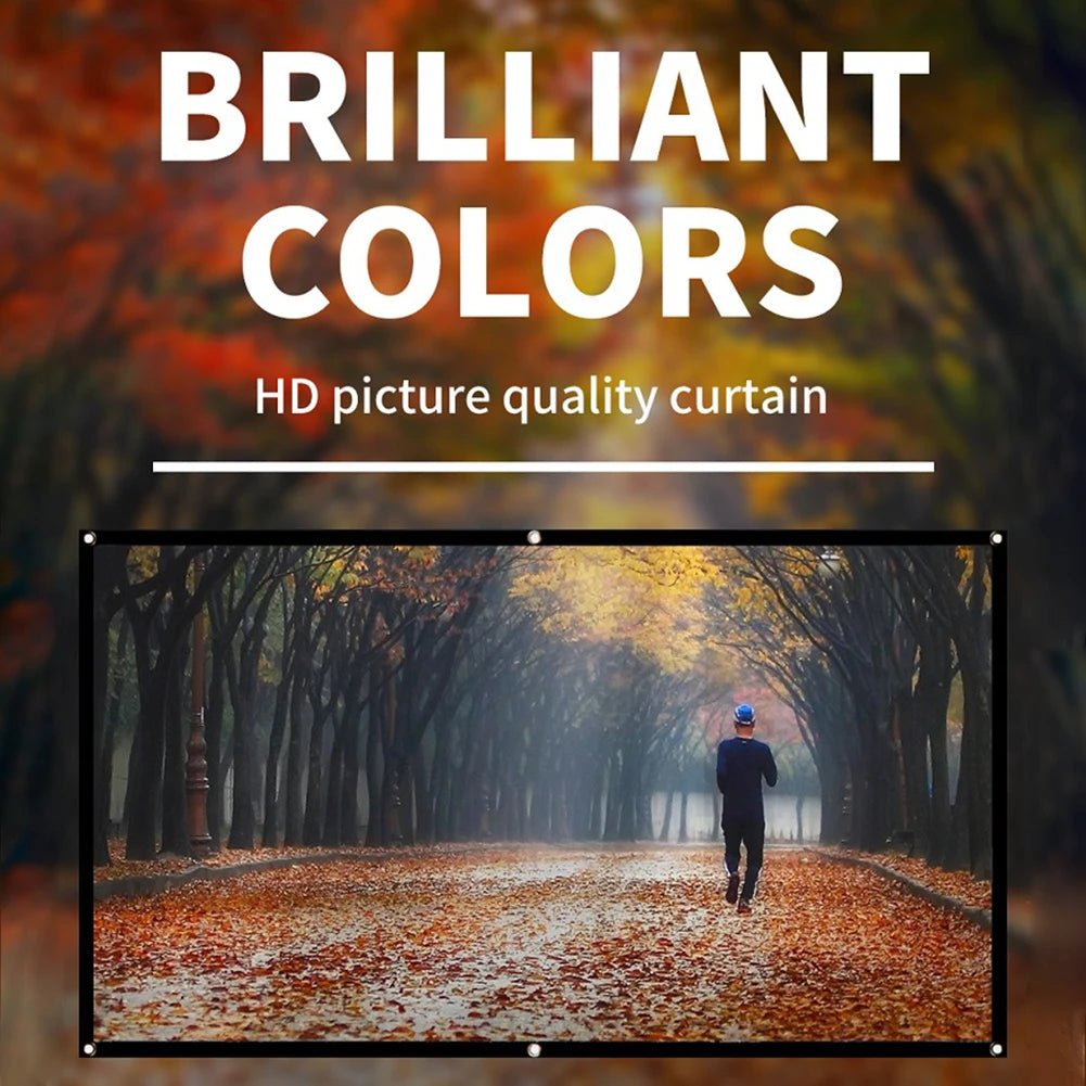 16:9 Simple Projector Curtain Anti-Light  60/72/84/100/120/150 inch Portable HD Display Screen for Home Cinema Outdoor Office