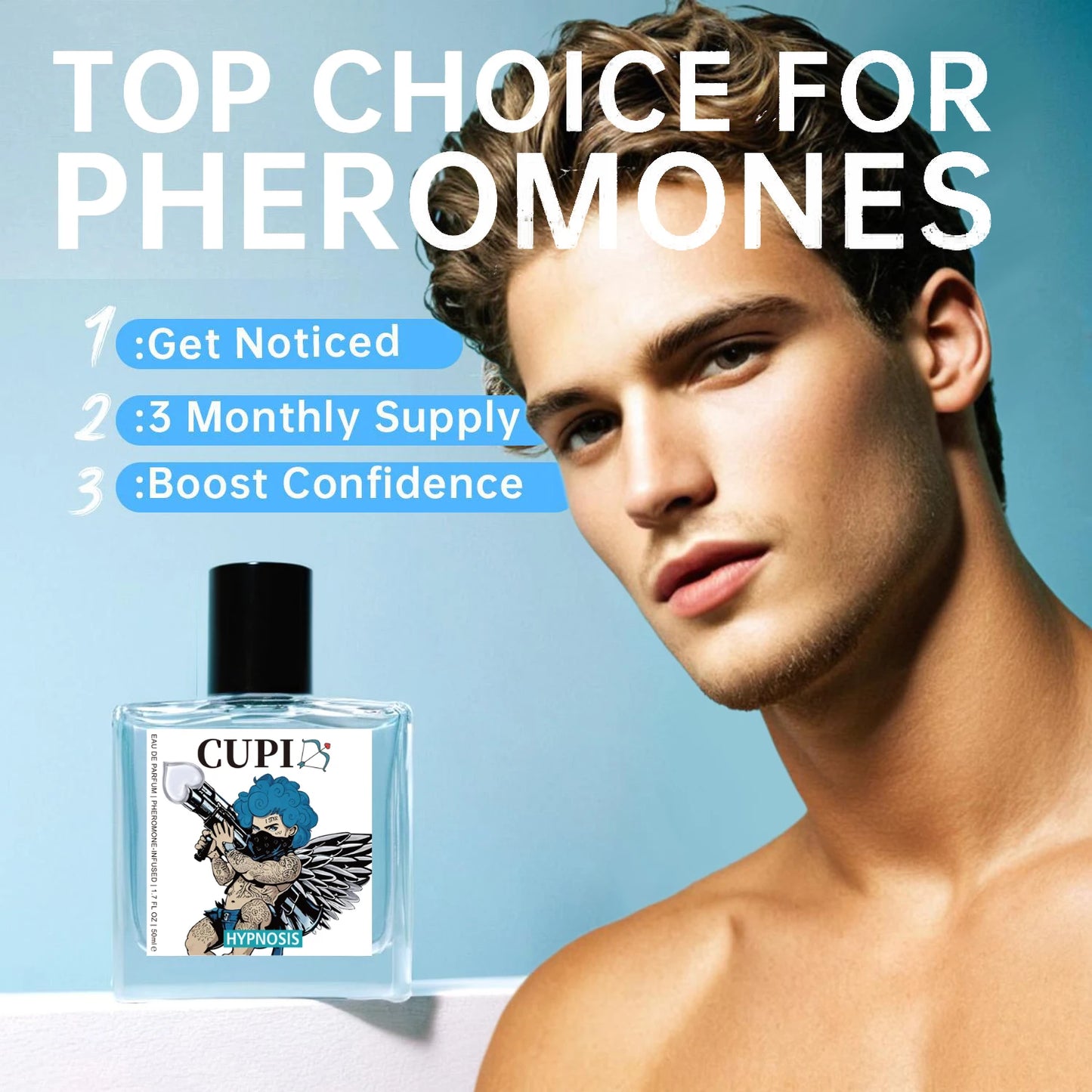50ml Cupid Hypnosis Perfume Pheromone Cologne for Men Long Lasting Enhances Intimacy High Quality Hombre Perfume Attract Women