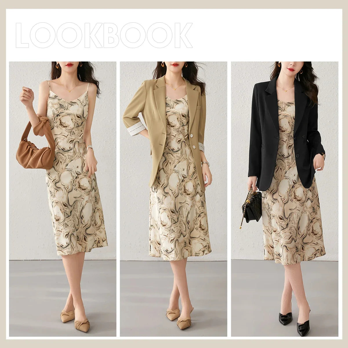 SENTUBILA Midi Print Slip Dresses Women 2025 Spring Summer  Fashion Sundress Elegant