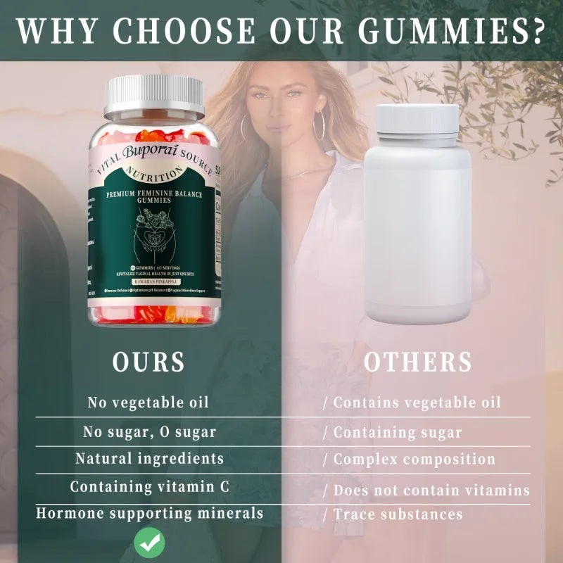 Premium Feminine Gummies - Regulate Physiological Balance, Promote Digestion, Enhance Immunity - 60pcs