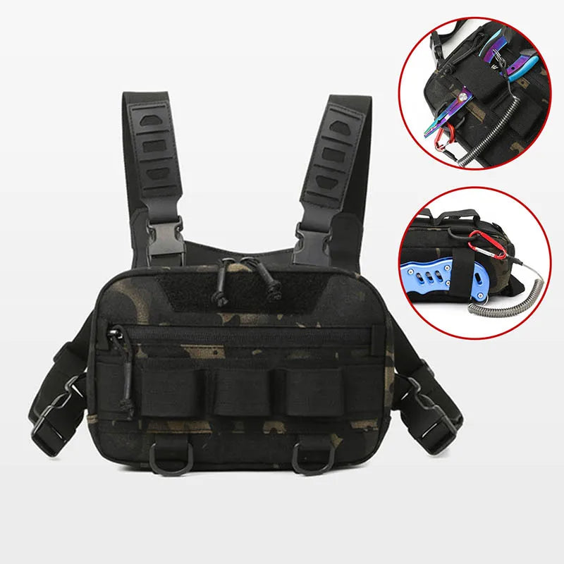 Tactical Chest Vest Bag Backpack Front Rig Pouch  Lure Travel Fanny Pack