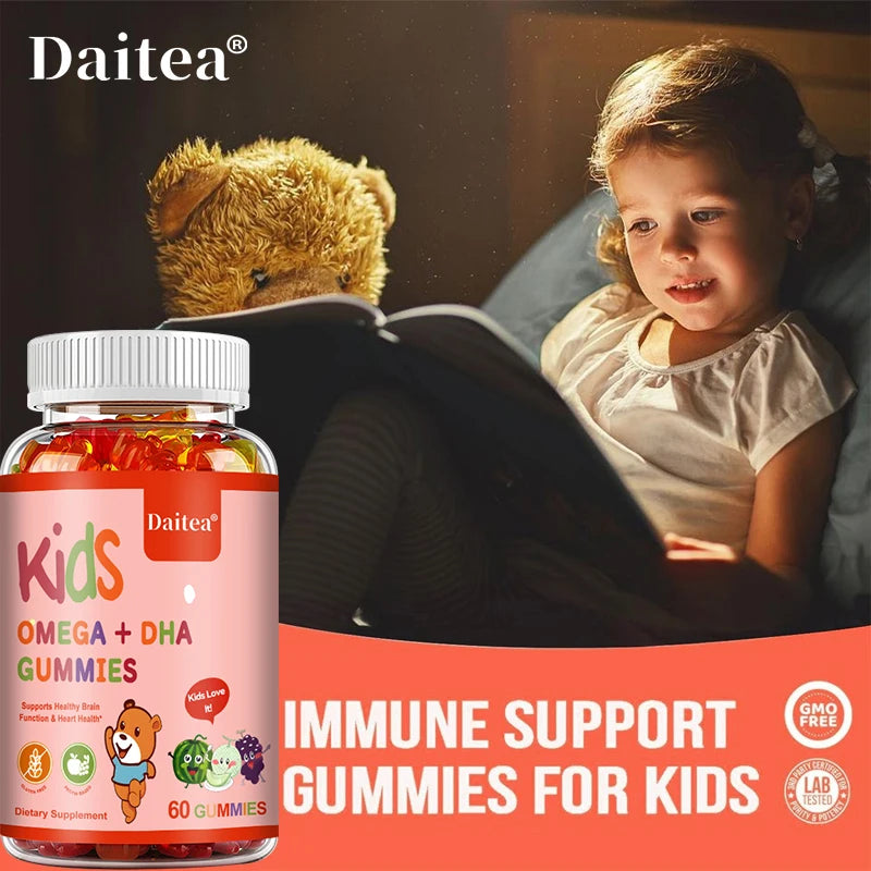 Children's OMEGA+DHA Gummies - Supports The Brain, Joints, Heart, Eyes and Immune System - Contains Omega 3 6 9 + Vitamin C
