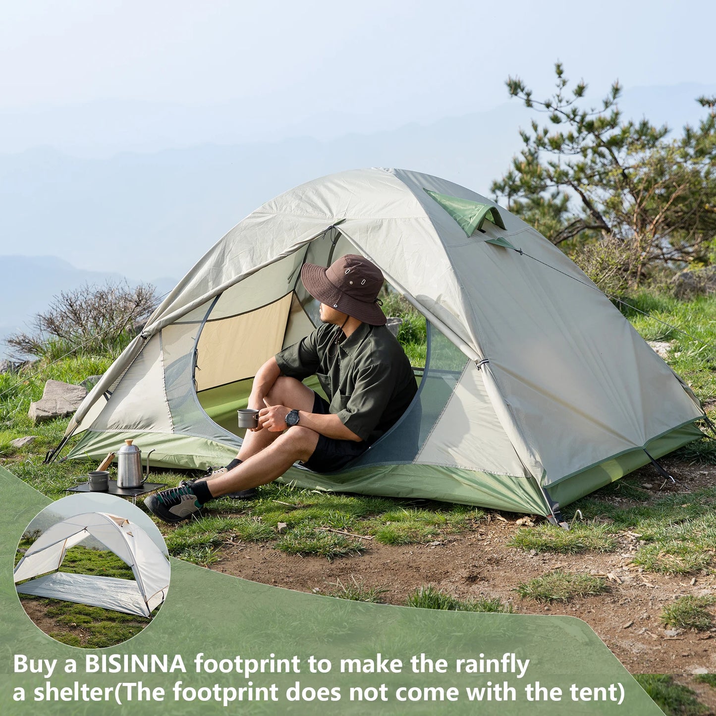 BISINNA Ultralight Outdoor Camping Tent 2 Person Double Layer Waterproof Portable
