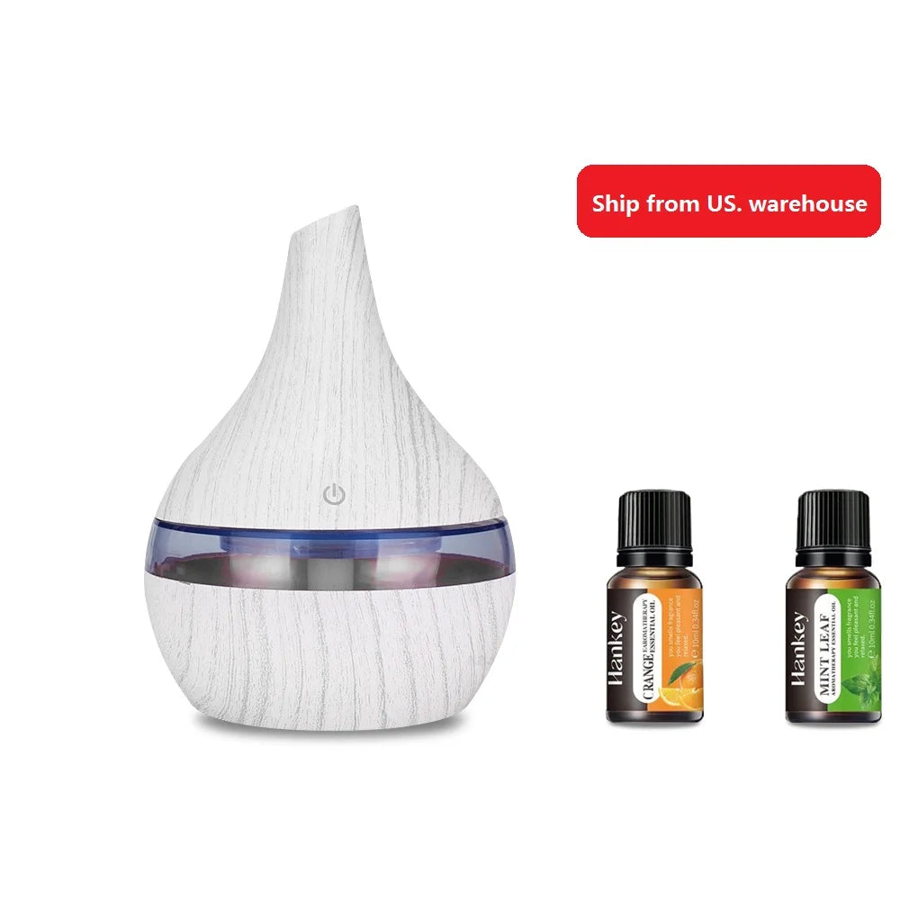 300ml USB Essential Oil Diffusers Ultrasonic Air Humidifier with 7-Color LED lights Cool Mist Maker