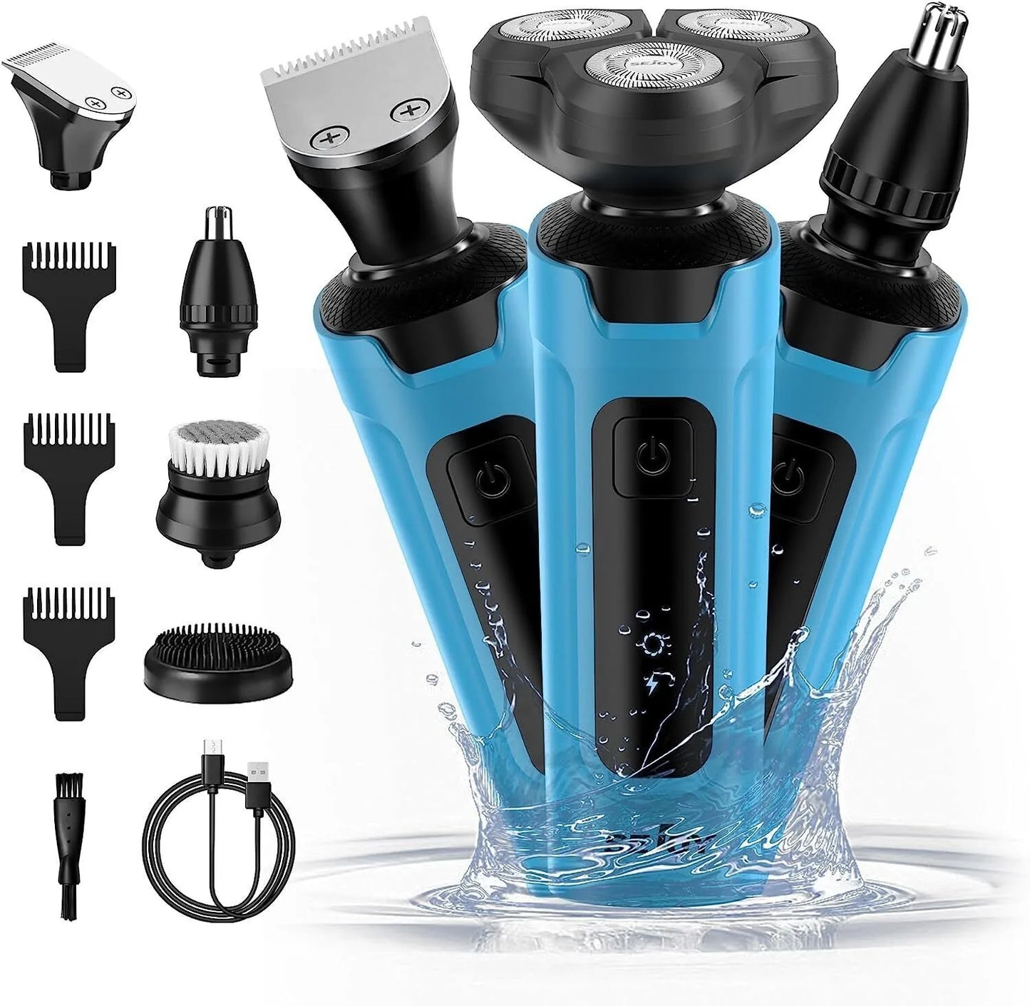 SEJOY 3 In 1 Multifunction Mens Electric Shaver Powerful Beard Nose Hair Trimmer