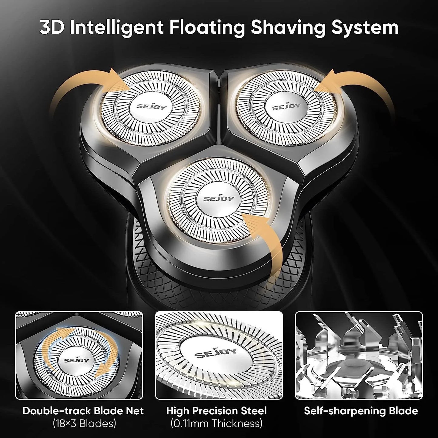 SEJOY 3 In 1 Multifunction Mens Electric Shaver Powerful Beard Nose Hair Trimmer
