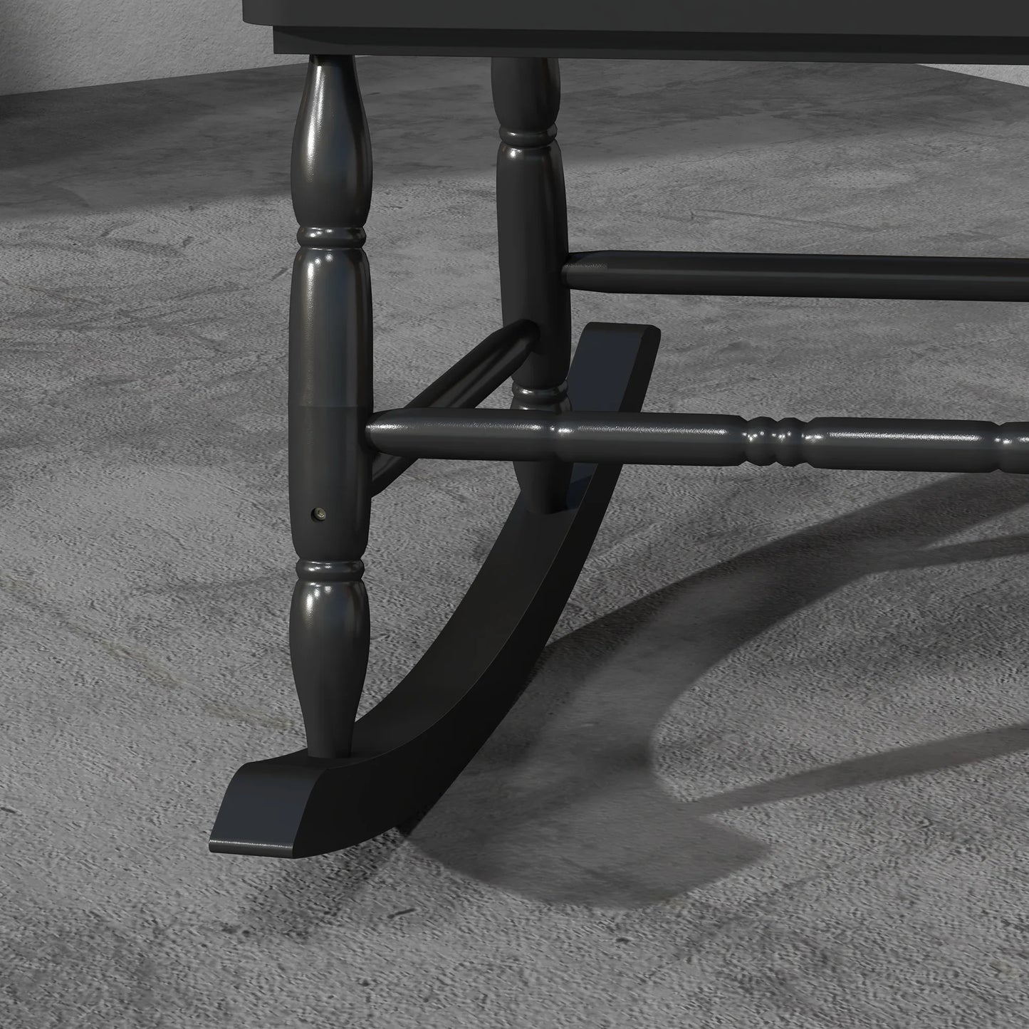 Outsunny 350 lbs Outdoor Wood Rocking Chair with High Back for Patio Black