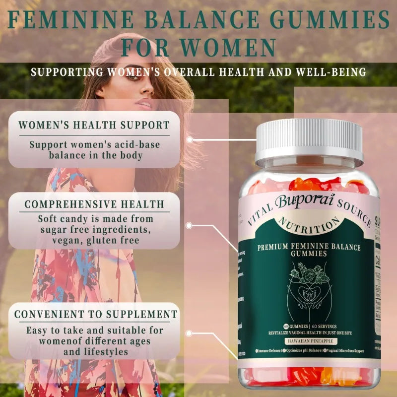 Premium Feminine Gummies - Regulate Physiological Balance, Promote Digestion, Enhance Immunity - 60pcs