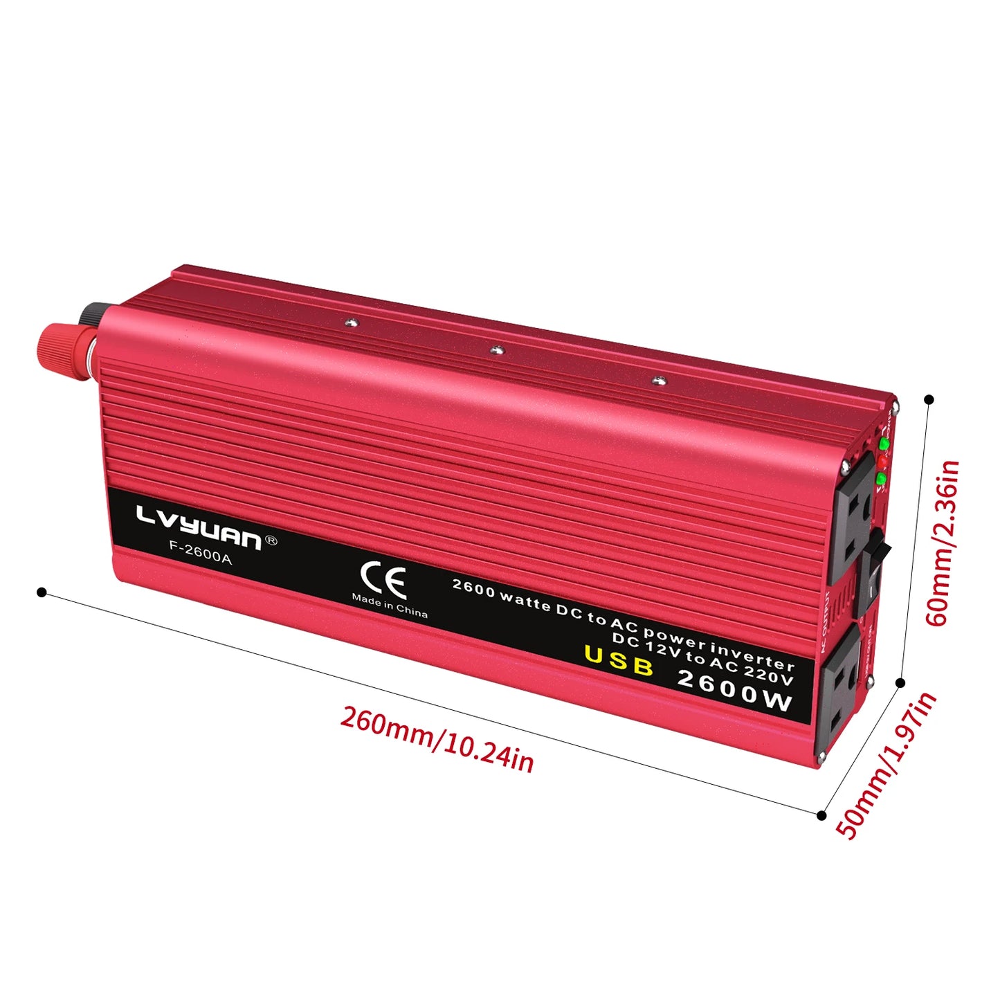 AC110V Power Inverter DC/AC 12V to 120V Car Inversor Socket 60Hz Outdoor Battery Adapter
