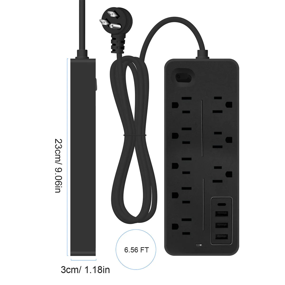 US Outlets 12 in 1 Power Strip Multitap Socket with Master Control Switch AC Extension Cord