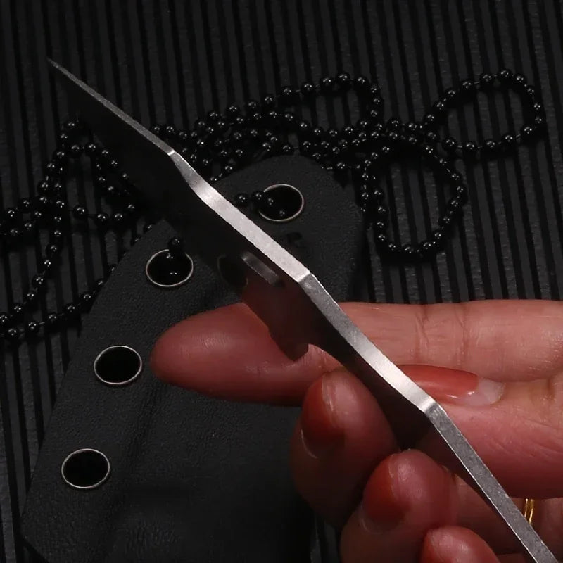 2024 New fashion Knife Pocket Straight Thumb Knife Necklace Survival Outdoor