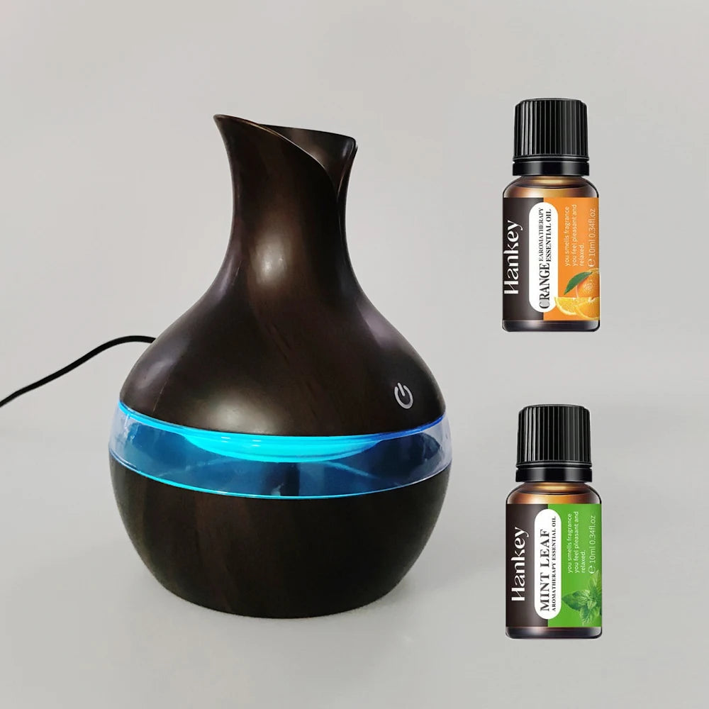 Air Humidifier with 7-Colors Mood LED Aromatherapy Diffuser 300ml Cool Mist Maker with USB Rechargeable
