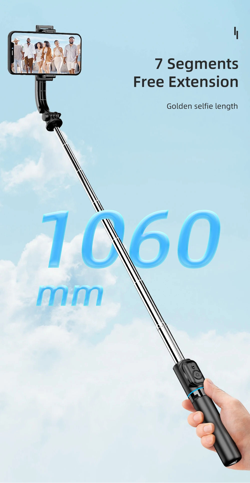 W&O C01 Telescopic Selfie Stick Tripod Monopod Stand Mobile Phone Support Wireless Gimbal Stabilizer Holder