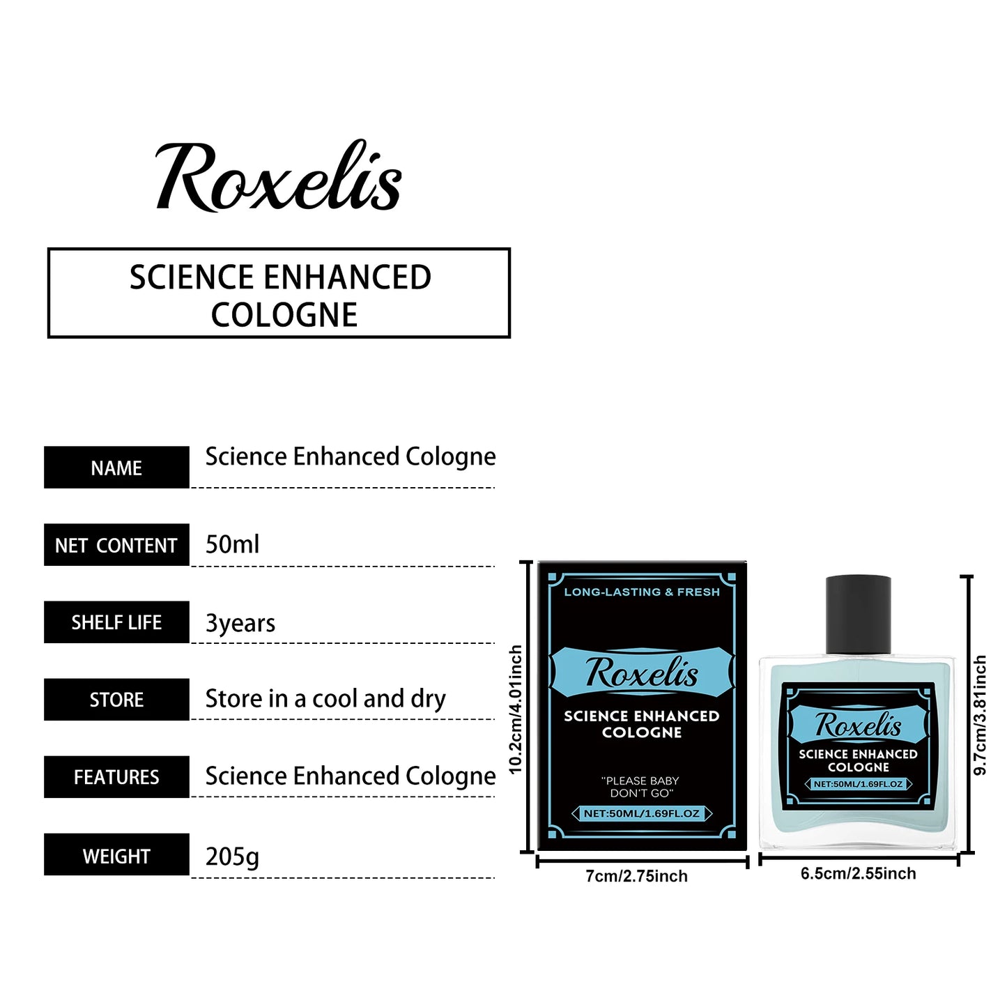 Roxelis 50ml Pheromone Cologne Perfume Mist Men Long Lasting Gentleman Charming Scent Refreshing