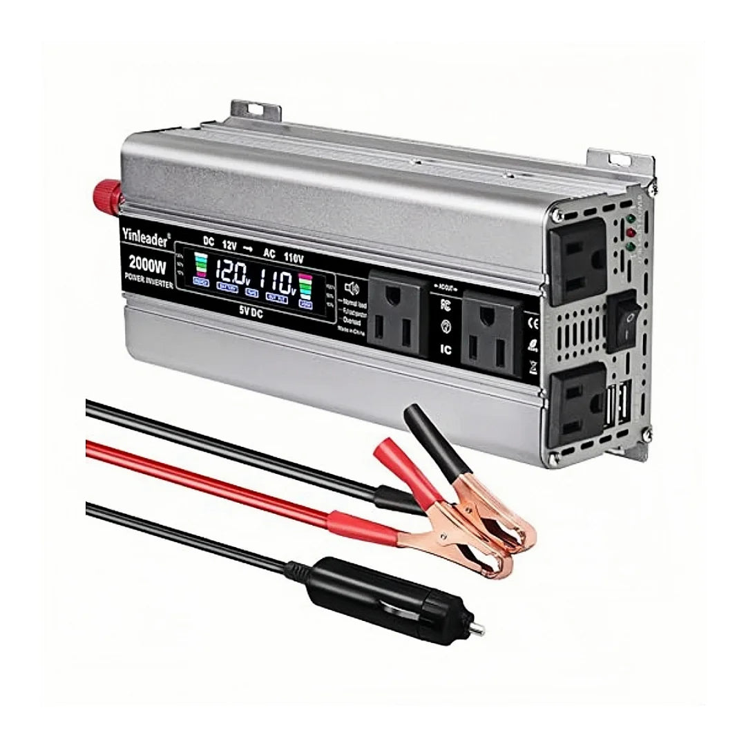 AC110V Power Inverter DC/AC 12V to 120V Car Inversor Socket 60Hz Outdoor Battery Adapter