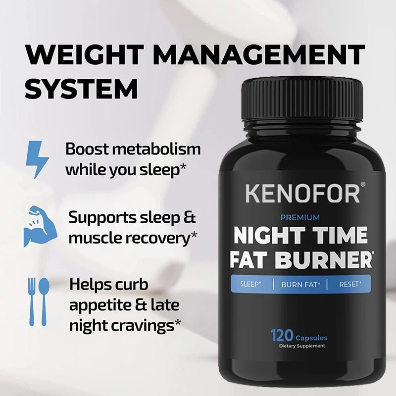 Night Time Fat Burner Supplement To Reduce Belly Fat - Helps Metabolic Cleansing, Sleep Aid Appetite Suppressant